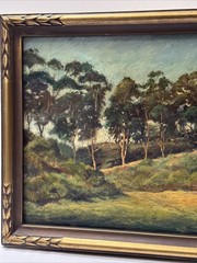 ANTIQUE CALIFORNIA LANDSCAPE PAINTING ROY HARRISON EUCALYPTUS WILL ROGERS PARK