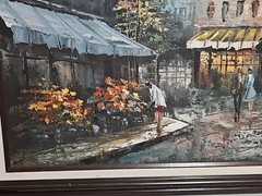 Vintage Henri Rogers Paris Street Cityscape Oil Painting Signed FRAMED 54″×29″