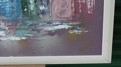 Mid-20th Century IMPASTO Abstract Buildings Oil Painting FRANK WALCUTT