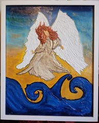 Angelic Energy Art, Angel of the Waves Textured acrylic paint on canvas framed