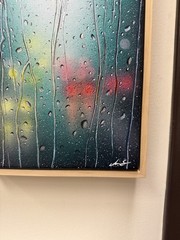 Original Acrylic Painting 9×12 Frame City Bokeh Art in Natural Wood Frame Decor