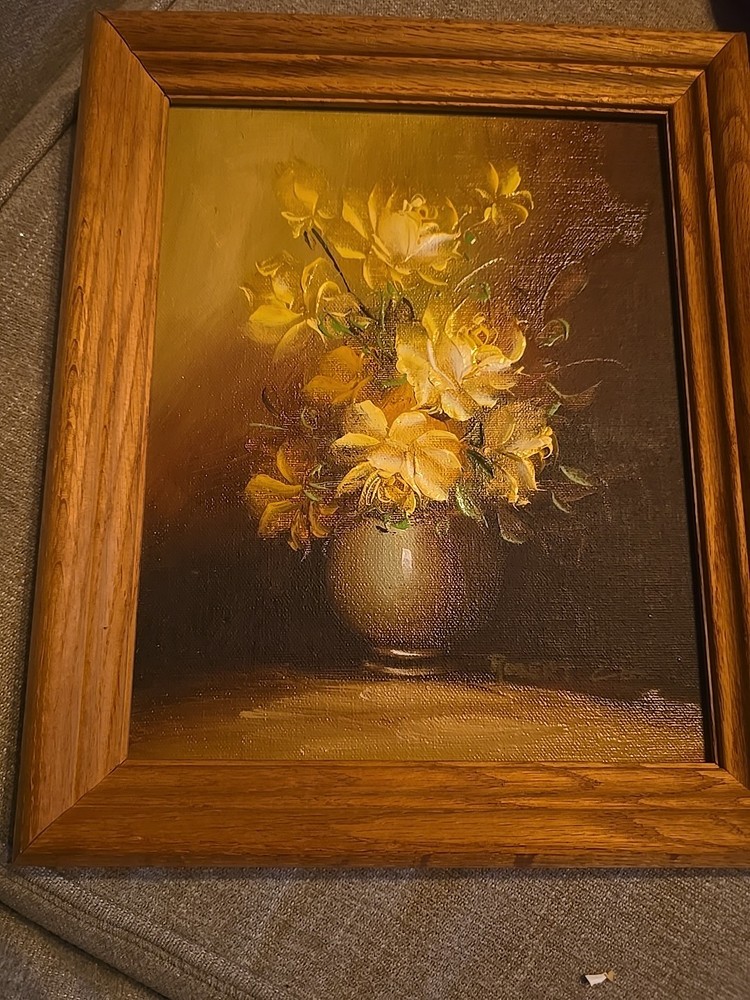 Robert Cox Original Oil Painting Floral Roses In Vase Framed
