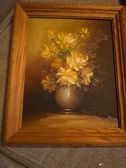 Robert Cox Original Oil Painting Floral Roses In Vase Framed