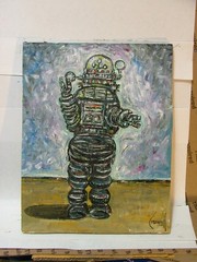 Robot ROBBIE forbidden planet sci-fi NEW 8×10 canvas painting signed CROWELL