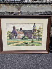 Vintage Amish PA Dutch Watercolor Paintiing Bohemian Church Ed Wingenroth 1964