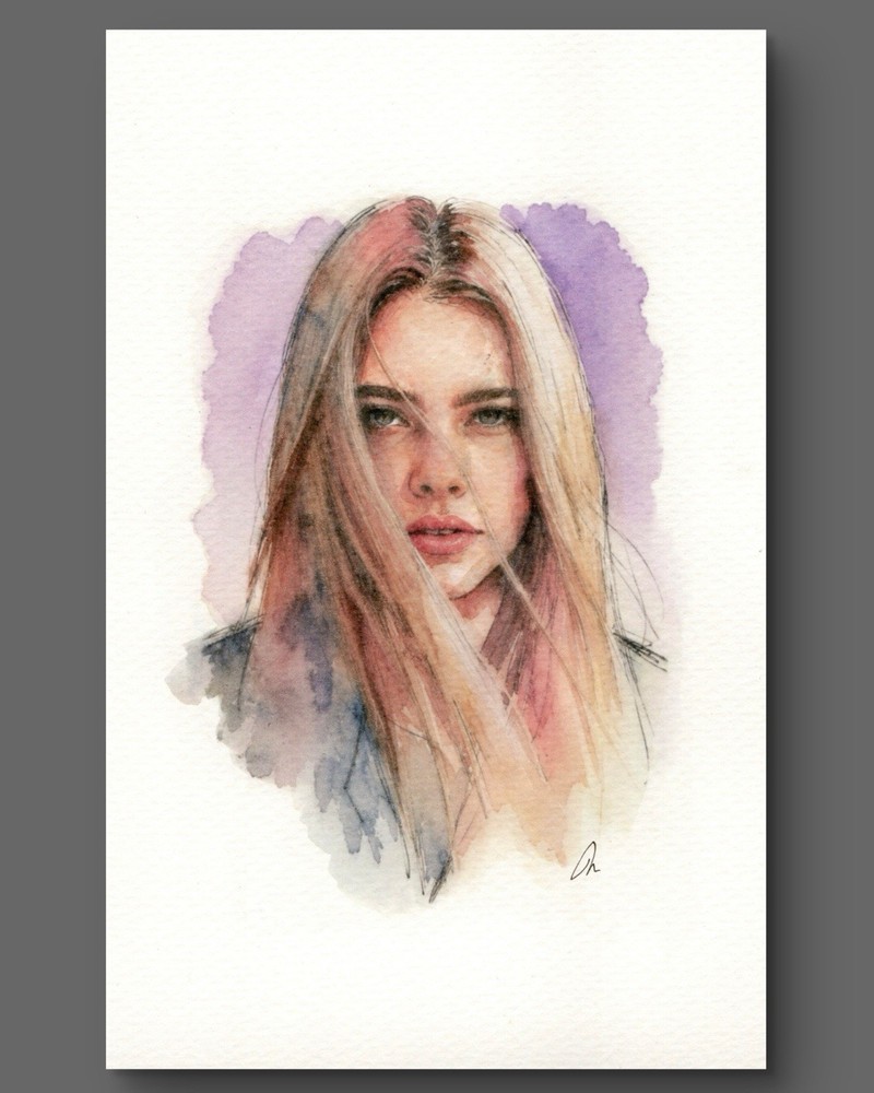 Original Female Figure Portrait Classical Painting 5.5×8.5 Book page