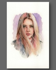 Original Female Figure Portrait Classical Painting 5.5×8.5 Book page