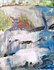 Landscape Water Feature Abstract Expressionist Original Painting Canvas 11×14
