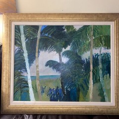 Guy Bardone Oil Painting -Les Palmeraie Trinidad 28.5 X 28.75 Inch Original Oil