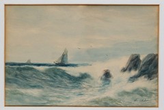 Signed by Otis S Weber, 1847 NY/MA, Sailing Ship, Unframed Paper on the Board