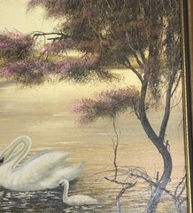 20th Century Swan Painting Stunning Signed