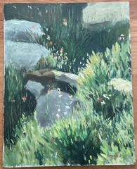 Vintage Oil Painting Texas Listed Artist Chester Snowden Meadow Flowers Rocks
