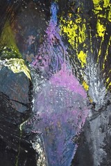 Vintage Mid-Century Modern Abstract Oil Painting Impasto on Plywood