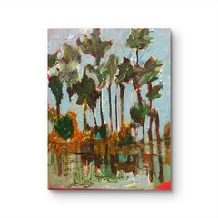 Landscape painting Сanvas wall-art signed 11×14 In Palm Trees Original Designer