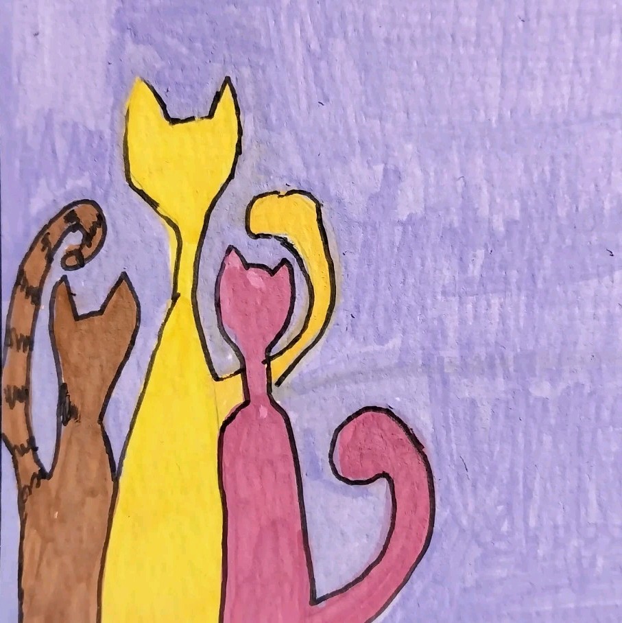 GAT Cats Original Painting ART 4×4 Inch Cottagecore CUTE ANIMALS Signed OOAK Cat