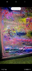 Signed Large Abstract Painting on Canvas, Framed Single Piece Art