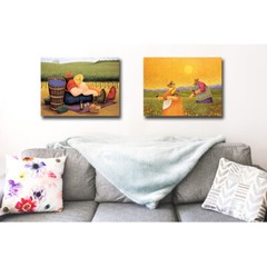 Summer Picnic & Picking Wildflowers by Herrero 2-pc Canvas Giclee Set (12×16 ea)
