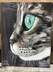 Original acrylic painting Close Up Cat on canvas 16x20x0.5 in Wall Art