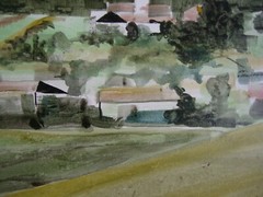 OIL PAINTING ORIGINAL SIGNED 59 cm X 70,5 cm EXPRESSIONISM VILLAGE CHURCH