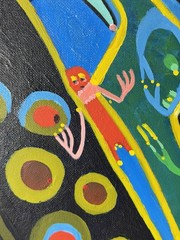Visionary Expressionist Dream Painting By New York Outsider Artist Louise Abrams