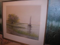 1944 WATERCOLOR SEASCAPE,LARGE,BY JOSEPH ANTHONY ATCHISON,EASTERN SHORE VA,ORIG