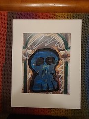 Original Art Blue Skull Graffiti Cathedral Archway Cartoon Head DeadHead Love