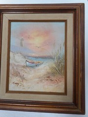 H Gailey Original Signed Oil Painting on Plywood Vintage