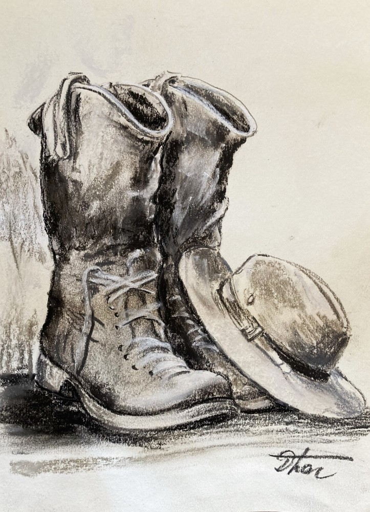 Impressionism Pastel Painting Drawing Dorothy Laz cowboy wardrobe