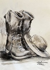 Impressionism Pastel Painting Drawing Dorothy Laz cowboy wardrobe