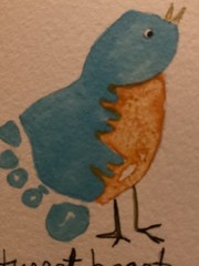 ACEO watercolor art by PJ, art card 2.5 x 3.5: tweet heart.