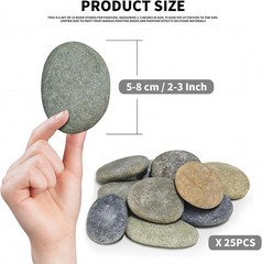 25Pcs River Rocks for Painting, 2-3 Inch Flat Smooth Rocks to Paint, Natural Cra