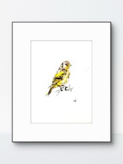 Original Expressionist Art 9×12 Goldfinch Bird Signed Acrylic Paper Home Decor