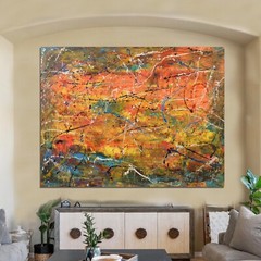 Pollock/Richter style￼ Professional Painting 81” X 62”(6ft 9in)Abstract Modern