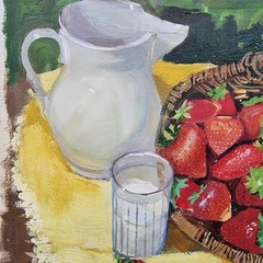 Strawberry Still Life Oil Painting Kitchen Wall Art Original Signed COA