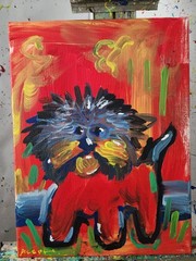 Abstract Expressionism Original Painting Dog 16×12 Fine Art Canvas Decor