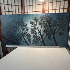 Moon Light Tree Blue Sky acrylic painting on canvas original artist Size 24×48