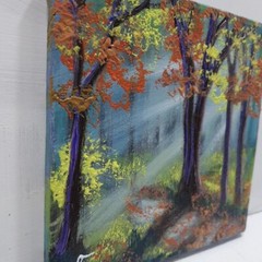 Autumn Forest Sunbeams Oil Painting Original Fall Trees Landscape Canvas Art