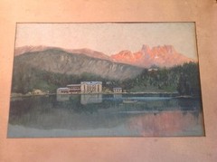 Antique Tyrolean Landscape Watercolor by Listed Italian Artist Eugenio Benvenuti