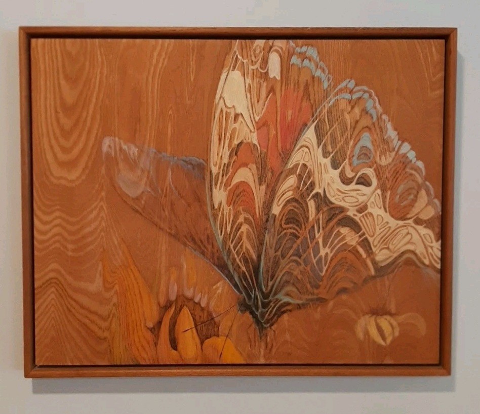 Louise Forbes Original Painting Oil On Wood „Butterfly“ California MCM Art 18×22
