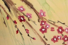Vintage Chinese Plum Blossom Watercolor Painting Signed