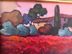 Original Oil Painting French Village Landscape Signed L. Jordan Framed w/ COA