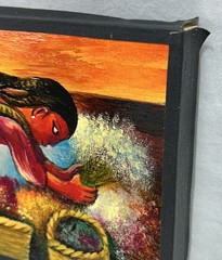 Simon Silva Amor A Todas Horas Signed Chicano Painting Mexican American Folk Art