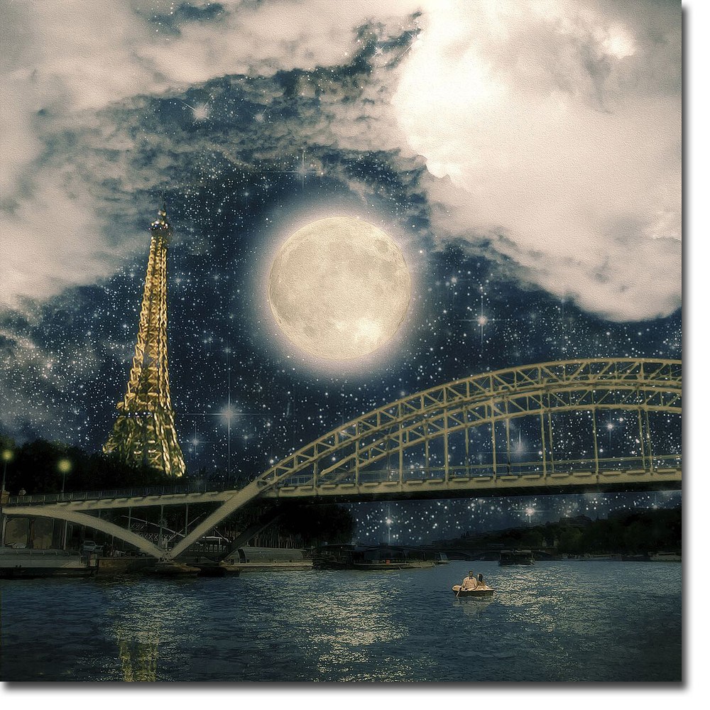 One Starry Night in Paris by Paula Belle Flores Canvas Giclee Art (18in x 18in)