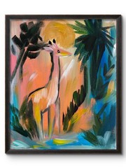 SAFARI GIRAFFE 8X10 ABSTRACT ANIMAL ORIGINAL ART MODERN HOME