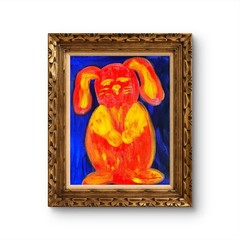Glowing Bunny Colorful Pop Art Original Wall Art 11×14 Canvas Acrylic.