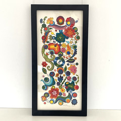 Psychedelic Floral Painting Tole Style signed Thomas
