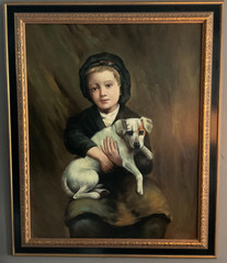 Portrait of a Boy with Jack Russell Dog Oil Painting on Canvas Old Master Style
