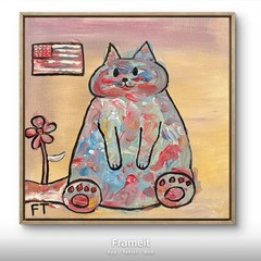 “ Kitty And Flower” Art Oil Painting Acrylic Portrait Art Corbellic Cat Animal