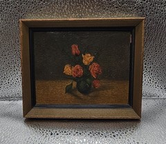 Vintage Floral Still Life Miniature Paintings in Frames