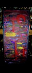 Signed Large Abstract Painting on Canvas, Framed Single Piece Art